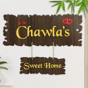 Beautiful Personalized Wooden Name Plate for House Durable Custom - Karigaari India Aesthetic Home Decor