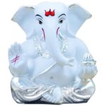 Stylish White Ceramic Ganesha Idol for Car Dashboard I Gifting - Karigaari India Aesthetic Home Decor