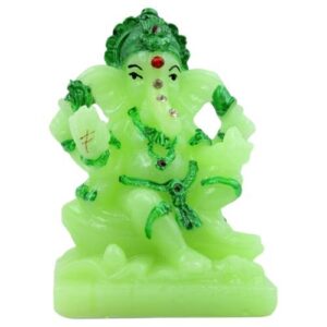 Beautiful Lord Ganesha sitting Unique Crystal Green Colour Idol with Dark Green Colour Ornaments for Home Decor - Karigaari India Aesthetic Home Decor