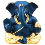 Regal Blue Ganesha Idol - Divine Tranquility & Car Dashboard Auspiciousness - Karigaari India Aesthetic Home Decor