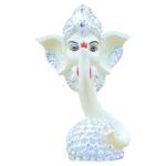 White Ceramic Long Trunk Ganesha for Car Dashboard - Karigaari India Aesthetic Home Decor