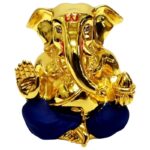 Ceramic Gold Plated Takloo Ganesha for Car Dashboard - Karigaari India Aesthetic Home Decor