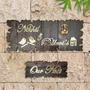 Custom Beautiful Name Plate for House Wooden Durable Stylish Decor - Karigaari India Aesthetic Home Decor