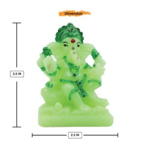 Beautiful Lord Ganesha sitting Unique Crystal Green Colour Idol with Dark Green Colour Ornaments for Home Decor - Karigaari India Aesthetic Home Decor
