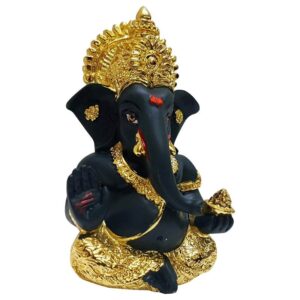 Antique Black Ceramic Ganesha Idol for Car Dashboard I Gifting - Karigaari India Aesthetic Home Decor