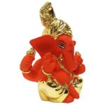 Orange & Gold Pagdi Ganesha for Car Dashboard & Gifting Purpose - Karigaari India Aesthetic Home Decor