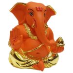 Stylish Dagdu Ganesha for Car Dashboard & Gifting (Orange) - Karigaari India Aesthetic Home Decor