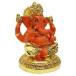 Stylish Ceramic Gold & Orange Ganesha for Car Dashboard - Karigaari India Aesthetic Home Decor