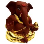 Ceramic Gold Plated Takloo Ganesha Car dashboard - Karigaari India Aesthetic Home Decor