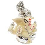 Ceramic Gold Plated Ganesha wearing Pagdi for Car - Karigaari India Aesthetic Home Decor