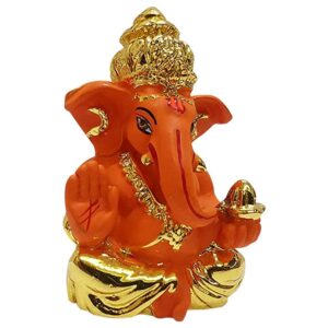 Ceramic Gold Plated Ganesha with Pagdi for car - Karigaari India Aesthetic Home Decor