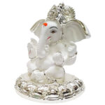 Antique White Ceramic Ganesha Idol for Car Dashboard I Gifting - Karigaari India Aesthetic Home Decor