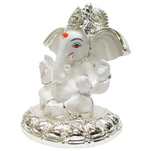 Antique White Ceramic Ganesha Idol for Car Dashboard I Gifting - Karigaari India Aesthetic Home Decor
