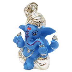 Stylish Blue Ceramic Ganesha Idol for Car Dashboard I Gifting - Karigaari India Aesthetic Home Decor