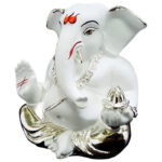 Stylish White Ceramic Ganesha Idol for Car Dashboard I Gifting - Karigaari India Aesthetic Home Decor