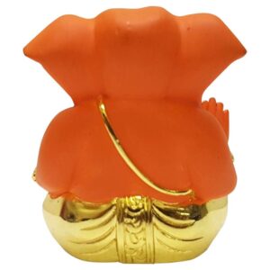 Stylish Dagdu Ganesha for Car Dashboard & Gifting (Orange) - Karigaari India Aesthetic Home Decor