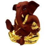 Ceramic Gold Plated Takloo Ganesha Car dashboard - Karigaari India Aesthetic Home Decor