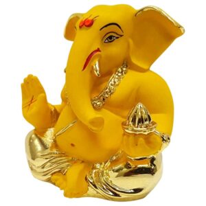 Ceramic Gold Plated Ganesha for Car & Home decor purpose - Karigaari India Aesthetic Home Decor