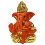 Ceramic Gold Plated Ganesha with Pagdi for car - Karigaari India Aesthetic Home Decor