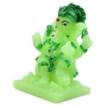 Beautiful Lord Ganesha sitting Unique Crystal Green Colour Idol with Dark Green Colour Ornaments for Home Decor - Karigaari India Aesthetic Home Decor