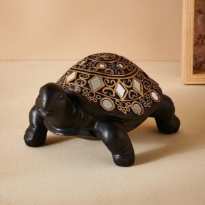 Black & Gold Decorative Resin Turtle Vastu Showpiece for Home Decor, Wealth & Good Luck - Karigaari India Aesthetic Home Decor