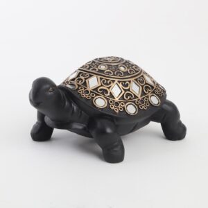 Black & Gold Decorative Resin Turtle Vastu Showpiece for Home Decor, Wealth & Good Luck - Karigaari India Aesthetic Home Decor