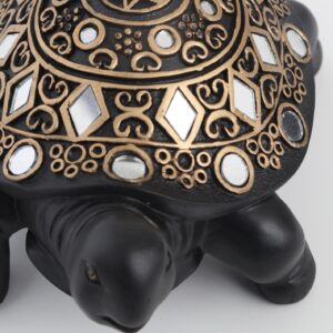 Black & Gold Decorative Resin Turtle Vastu Showpiece for Home Decor, Wealth & Good Luck - Karigaari India Aesthetic Home Decor