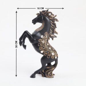 Majestic Rearing Black Horse Statue Decorative Resin Showpiece for Home, Office, and Vastu Success Symbol - Karigaari India Aesthetic Home Decor