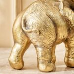 Gold Finish Elephant with Hanging Baby Decorative Resin Animal Idol-Gold Home Accent Showpiece - Karigaari India Aesthetic Home Decor