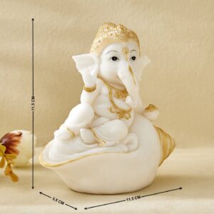Auspicious Ganesha on Shell Statue | Symbol of Prosperity & New Beginnings - Karigaari India Aesthetic Home Decor