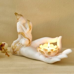 Buddha Trio Statue Set | Seated, Reclining, Candle Holder - Resin Decor-Resin Set for Meditation & Peaceful Home - Karigaari India Aesthetic Home Decor
