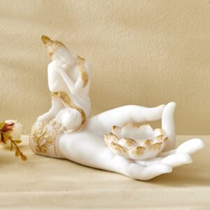 Buddha Trio Statue Set | Seated, Reclining, Candle Holder - Resin Decor-Resin Set for Meditation & Peaceful Home - Karigaari India Aesthetic Home Decor