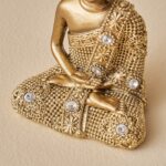 Antique Golden Buddha Statue for Home Decor Resin Meditating Idol with Crystal Detailing-Resin Sitting Buddha Idol for Home & Office Decor | Peace & Prosperity Showpiece Gift - Karigaari India Aesthetic Home Decor