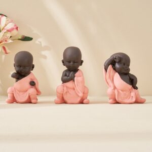 Corsica Set of 3 Polyresin Kung Fu Mini Monks - Karigaari India Aesthetic Home Decor