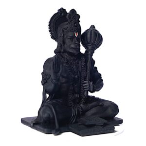 Black Resin Lord Hanuman Statue - Hindu Deity Figurine - Spiritual Home Decor - Religious Gift - Karigaari India Aesthetic Home Decor