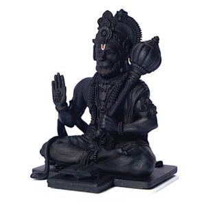 Black Resin Lord Hanuman Statue - Hindu Deity Figurine - Spiritual Home Decor - Religious Gift - Karigaari India Aesthetic Home Decor