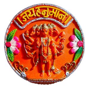 Panchmukhi Hanuman Wall Hanging Vibrant Resin Statue - Karigaari India Aesthetic Home Decor