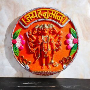 Panchmukhi Hanuman Wall Hanging Vibrant Resin Statue - Karigaari India Aesthetic Home Decor