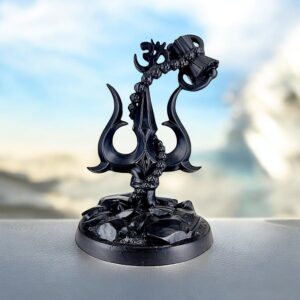 Black Resin Trishul with Damru and Om Symbol | Lord Shiva Trishul Idol for Home Decor, Puja, and Gifting | Spiritual Statue for Positive Energy & Protection - Karigaari India Aesthetic Home Decor