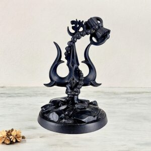 Black Resin Trishul with Damru and Om Symbol | Lord Shiva Trishul Idol for Home Decor, Puja, and Gifting | Spiritual Statue for Positive Energy & Protection - Karigaari India Aesthetic Home Decor