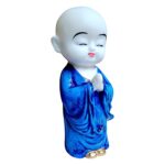 Blissful Baby Buddha Idol in Blue Resin Namaste Monk Statue for Calm Vibes, Home Decor & Spiritual Gifting - Karigaari India Aesthetic Home Decor