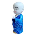 Blissful Baby Buddha Idol in Blue Resin Namaste Monk Statue for Calm Vibes, Home Decor & Spiritual Gifting - Karigaari India Aesthetic Home Decor