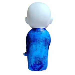 Blissful Baby Buddha Idol in Blue Resin Namaste Monk Statue for Calm Vibes, Home Decor & Spiritual Gifting - Karigaari India Aesthetic Home Decor