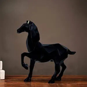 Black Geometric Resin Horse Table Decor - Karigaari India Aesthetic Home Decor
