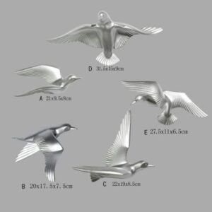 Karigaari Silver Flying Birds Resin Wall Art - Karigaari India Aesthetic Home Decor