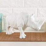 White Rhino Figurine Resin Decor - Elegant Style - Karigaari India Aesthetic Home Decor