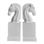 White Horse Head Bookends - Elegant Resin Book Ends - Karigaari India Aesthetic Home Decor