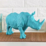 Blue Rhino Figurine Resin Decor - Modern Art - Karigaari India Aesthetic Home Decor
