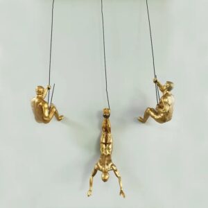 Elegant Resin Gold Climber Trio Decor - Karigaari India Aesthetic Home Decor