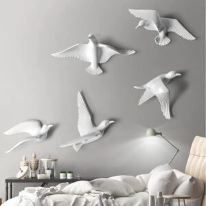 White Dove Wall Decor - Minimalist Flying Bird Set - Karigaari India Aesthetic Home Decor